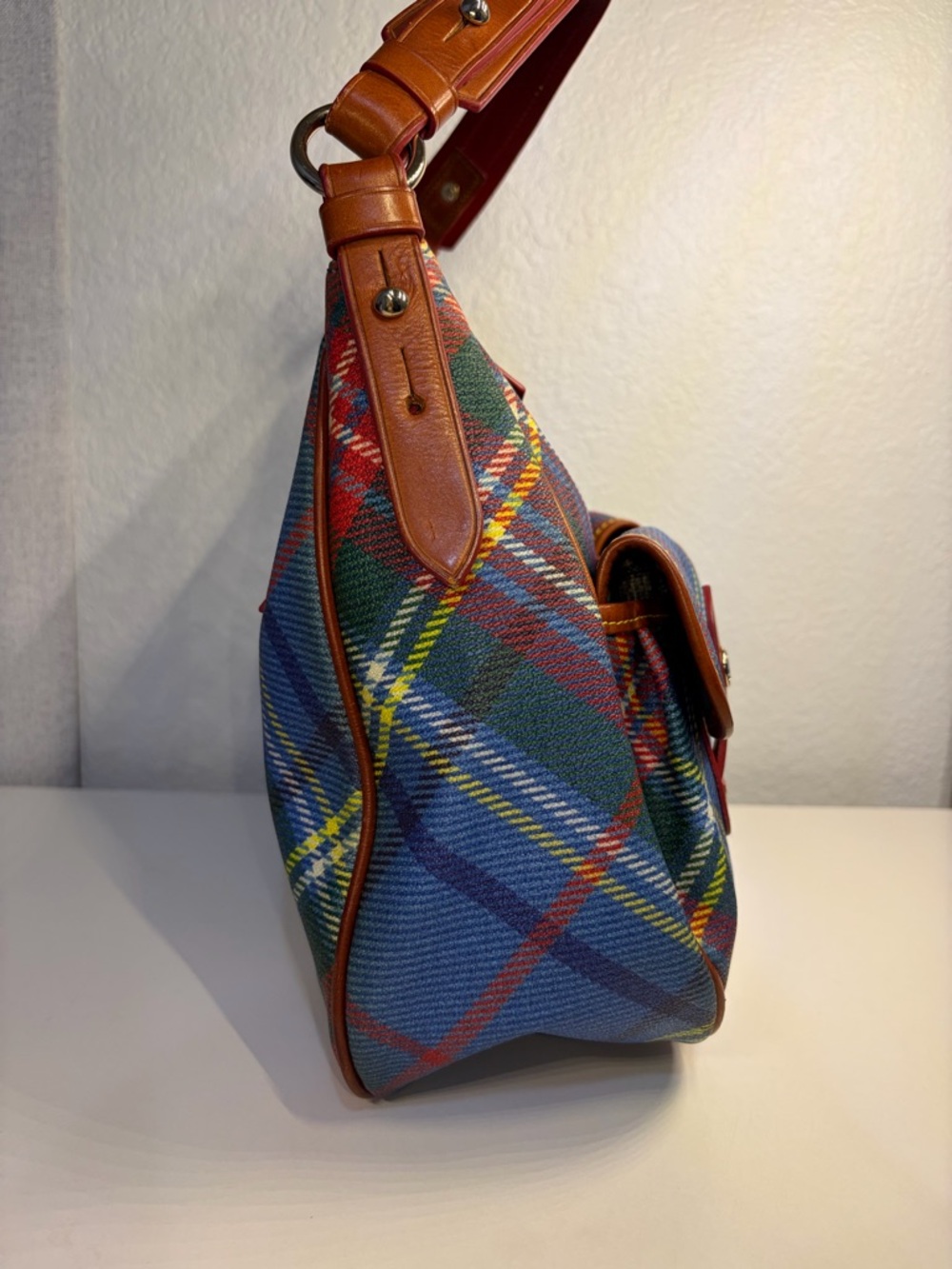 Dooney & Bourke Multicolor Plaid Shoulder Bag with Tan Trim - Picture 7 of 10